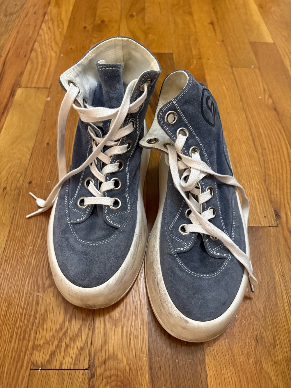 Women’s High-Top Suede Sneakers in Slate Blue